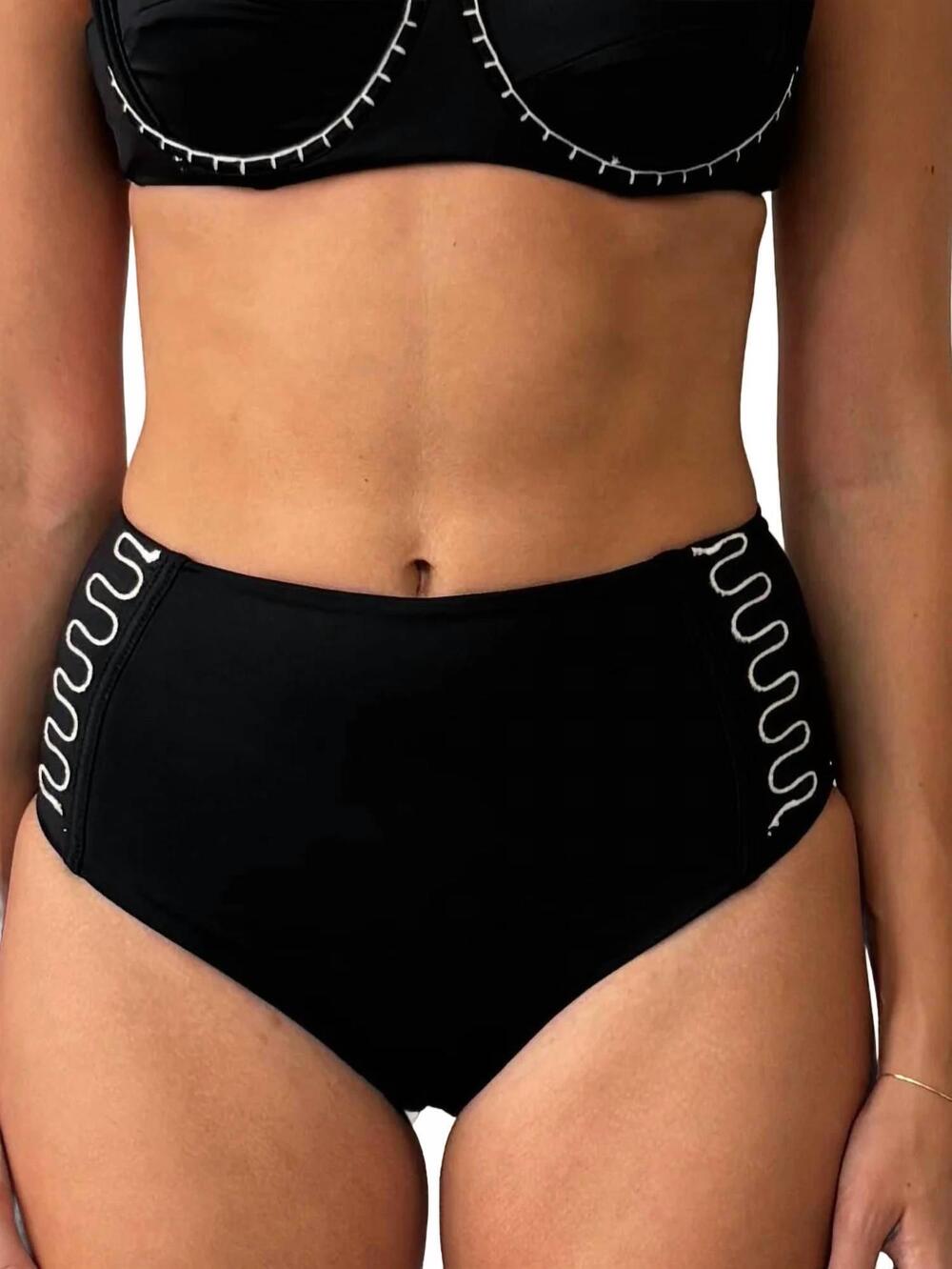 NEW CAROLINA K women's carmel bikini bottom in black/cream